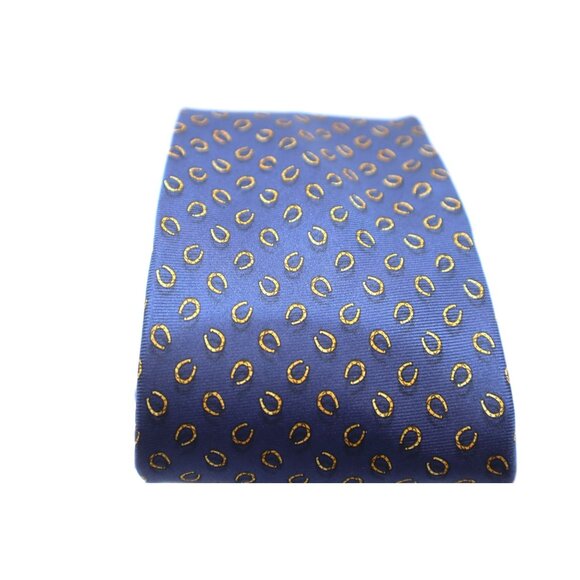 Brooks Brothers Navy & Gold Patterned Silk Tie NWT Horseshoe - Picture 5 of 5